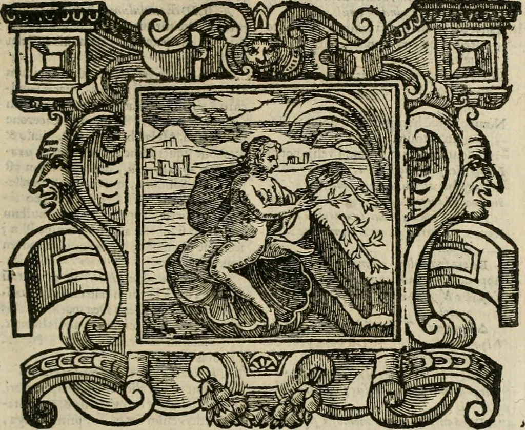 An illustration from Andreae Alciati Emblemata cum commentariis Claudii Minois I.C. Francisci Sanctii Brocensis, & notis Laurentij Pignorij Patavini : nouissima hac editione in continuam vnius commentarij seriem congestis, in certas quasdam quasi classes dispositis, & plusquam dimidia parte auctis, 1661, leaf 664