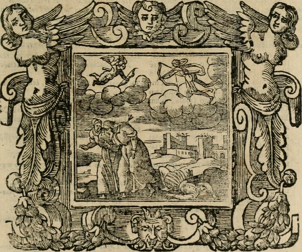 An illustration from Andreae Alciati Emblemata cum commentariis Claudii Minois I.C. Francisci Sanctii Brocensis, & notis Laurentij Pignorij Patavini : nouissima hac editione in continuam vnius commentarij seriem congestis, in certas quasdam quasi classes dispositis, & plusquam dimidia parte auctis, 1661, leaf 740