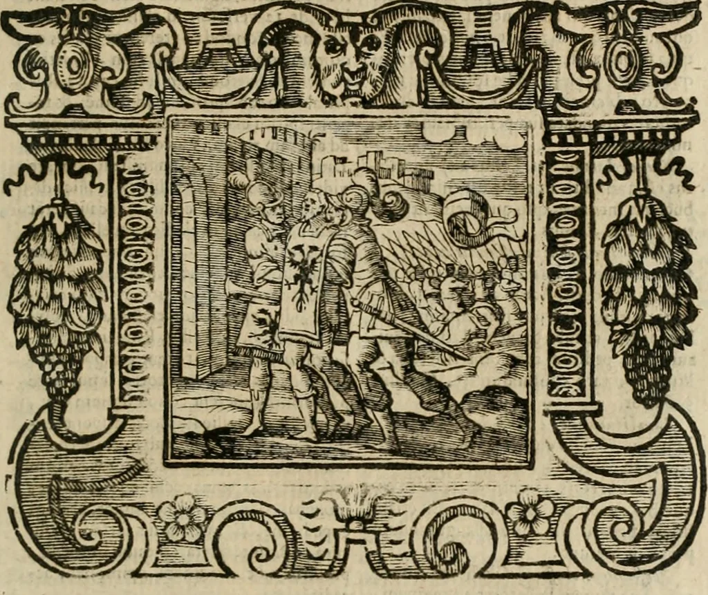An illustration from Andreae Alciati Emblemata cum commentariis Claudii Minois I.C. Francisci Sanctii Brocensis, & notis Laurentij Pignorij Patavini : nouissima hac editione in continuam vnius commentarij seriem congestis, in certas quasdam quasi classes dispositis, & plusquam dimidia parte auctis, 1661, leaf 808