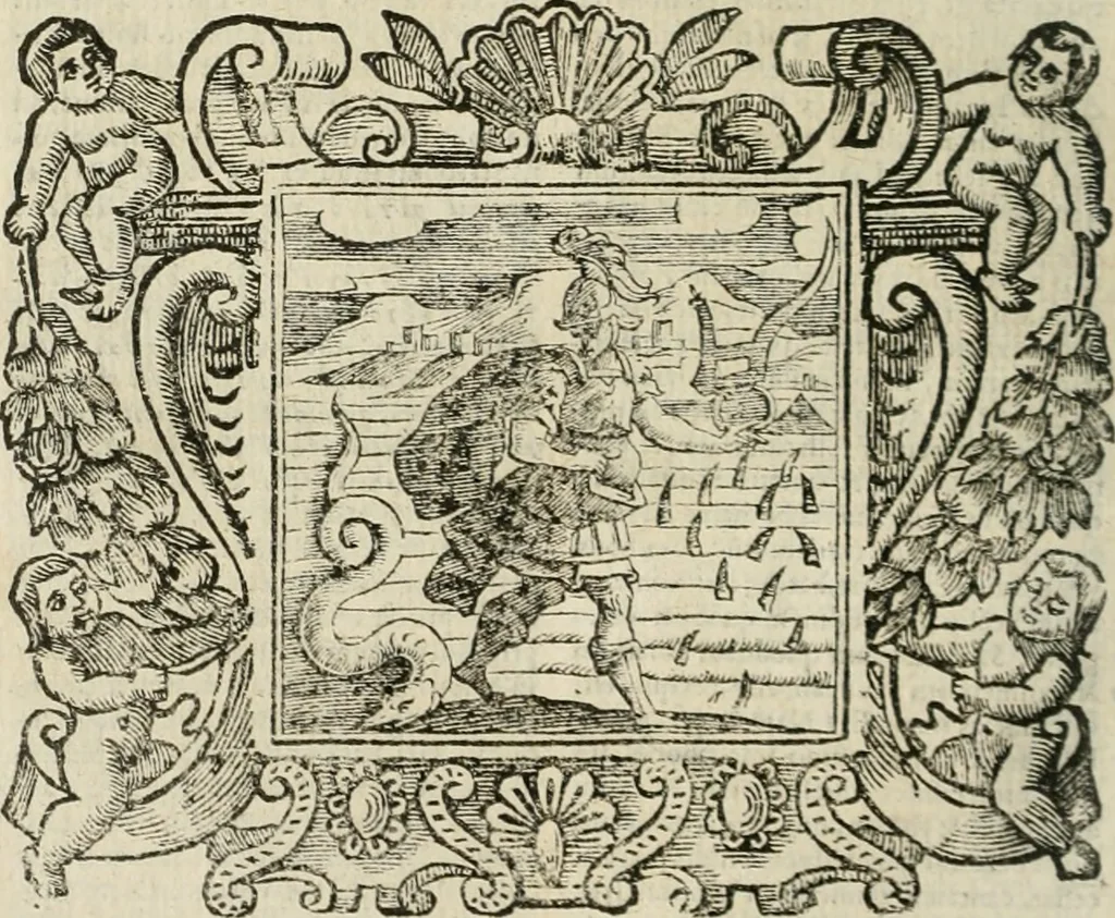 An illustration from Andreae Alciati Emblemata cum commentariis Claudii Minois I.C. Francisci Sanctii Brocensis, & notis Laurentij Pignorij Patavini : nouissima hac editione in continuam vnius commentarij seriem congestis, in certas quasdam quasi classes dispositis, & plusquam dimidia parte auctis, 1661, leaf 863