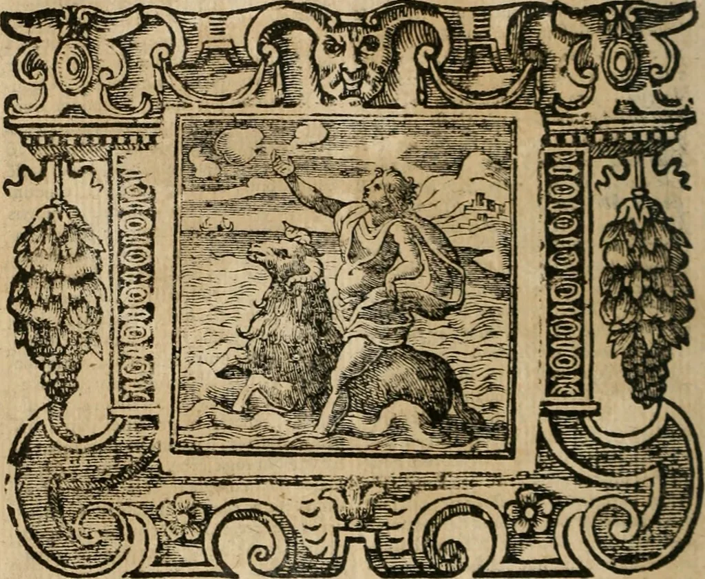 An illustration from Andreae Alciati Emblemata cum commentariis Claudii Minois I.C. Francisci Sanctii Brocensis, & notis Laurentij Pignorij Patavini : nouissima hac editione in continuam vnius commentarij seriem congestis, in certas quasdam quasi classes dispositis, & plusquam dimidia parte auctis, 1661, leaf 889