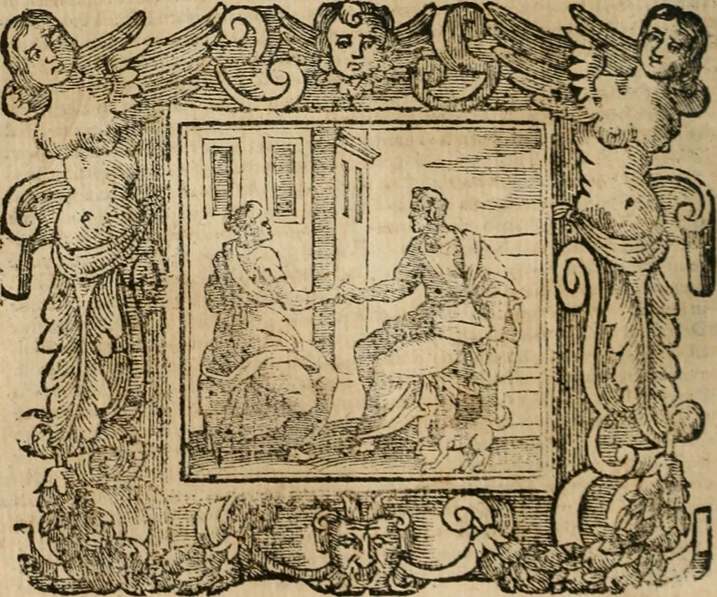 An illustration from Andreae Alciati Emblemata cum commentariis Claudii Minois I.C. Francisci Sanctii Brocensis, & notis Laurentij Pignorij Patavini : nouissima hac editione in continuam vnius commentarij seriem congestis, in certas quasdam quasi classes dispositis, & plusquam dimidia parte auctis, 1661, leaf 895