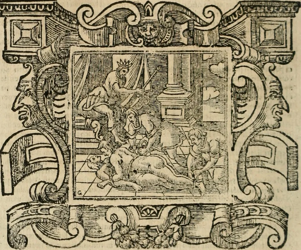 An illustration from Andreae Alciati Emblemata cum commentariis Claudii Minois I.C. Francisci Sanctii Brocensis, & notis Laurentij Pignorij Patavini : nouissima hac editione in continuam vnius commentarij seriem congestis, in certas quasdam quasi classes dispositis, & plusquam dimidia parte auctis, 1661, leaf 925