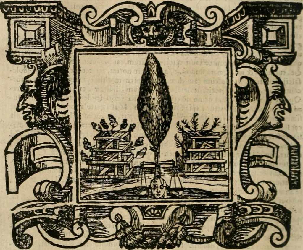 An illustration from Andreae Alciati Emblemata cum commentariis Claudii Minois I.C. Francisci Sanctii Brocensis, & notis Laurentij Pignorij Patavini : nouissima hac editione in continuam vnius commentarij seriem congestis, in certas quasdam quasi classes dispositis, & plusquam dimidia parte auctis, 1661, leaf 931