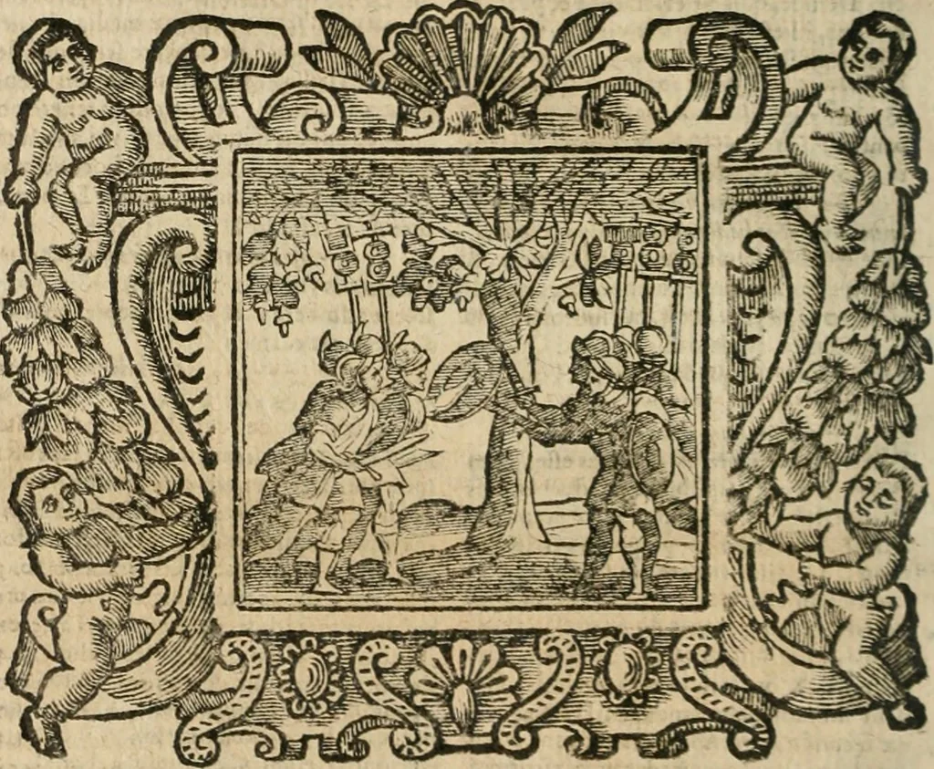An illustration from Andreae Alciati Emblemata cum commentariis Claudii Minois I.C. Francisci Sanctii Brocensis, & notis Laurentij Pignorij Patavini : nouissima hac editione in continuam vnius commentarij seriem congestis, in certas quasdam quasi classes dispositis, & plusquam dimidia parte auctis, 1661, leaf 951