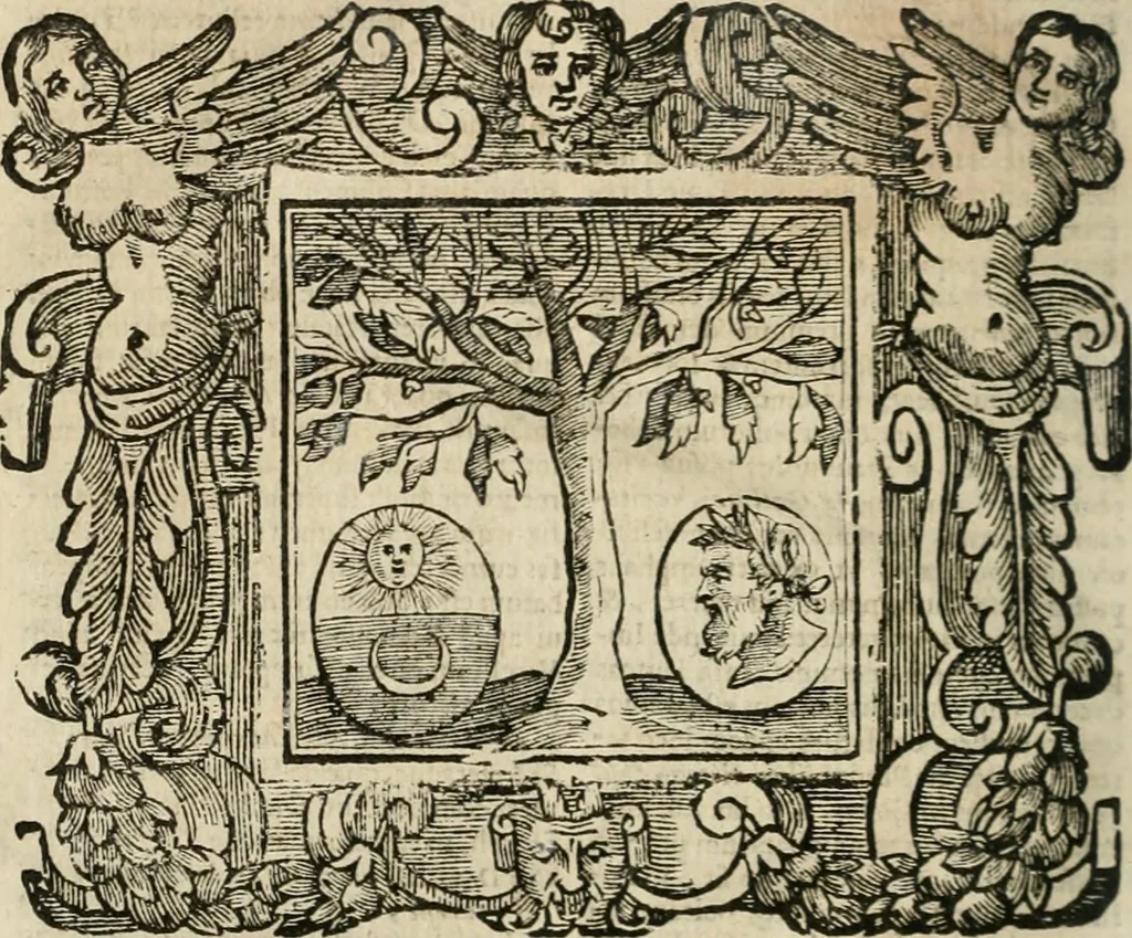 An illustration from Andreae Alciati Emblemata cum commentariis Claudii Minois I.C. Francisci Sanctii Brocensis, & notis Laurentij Pignorij Patavini : nouissima hac editione in continuam vnius commentarij seriem congestis, in certas quasdam quasi classes dispositis, & plusquam dimidia parte auctis, 1661, leaf 969