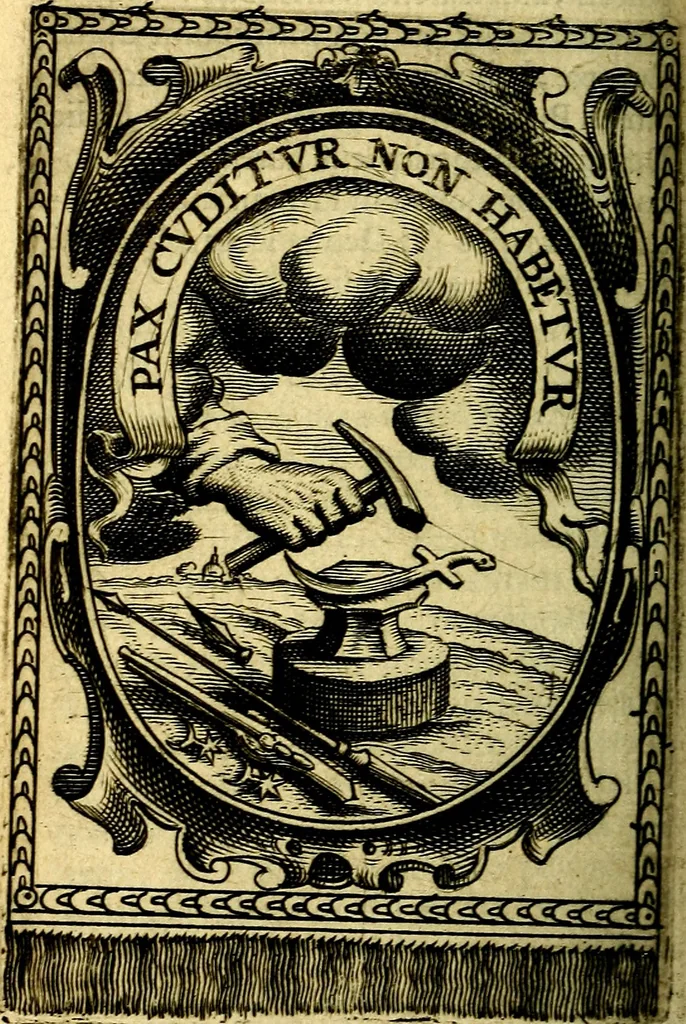 An illustration from Andreae Maximiliani Fredro Castellani Leopoliensis Scriptorum seu togae & belli notationum fragmenta : accesserunt Peristromata regum symbolis expressa, 1660, leaf 355