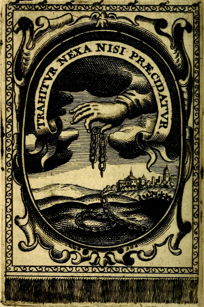 An illustration from Andreae Maximiliani Fredro Castellani Leopoliensis Scriptorum seu togae & belli notationum fragmenta : accesserunt Peristromata regum symbolis expressa, 1660, leaf 369