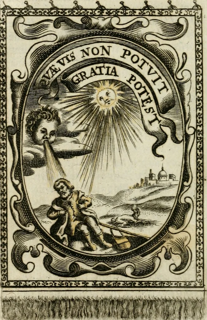 An illustration from Andreae Maximiliani Fredro castellani Leopoliensis, Scriptorum seu togae & belli notationum fragmenta : accesserunt Peristromata regum symbolis expressa, 1660, leaf 327