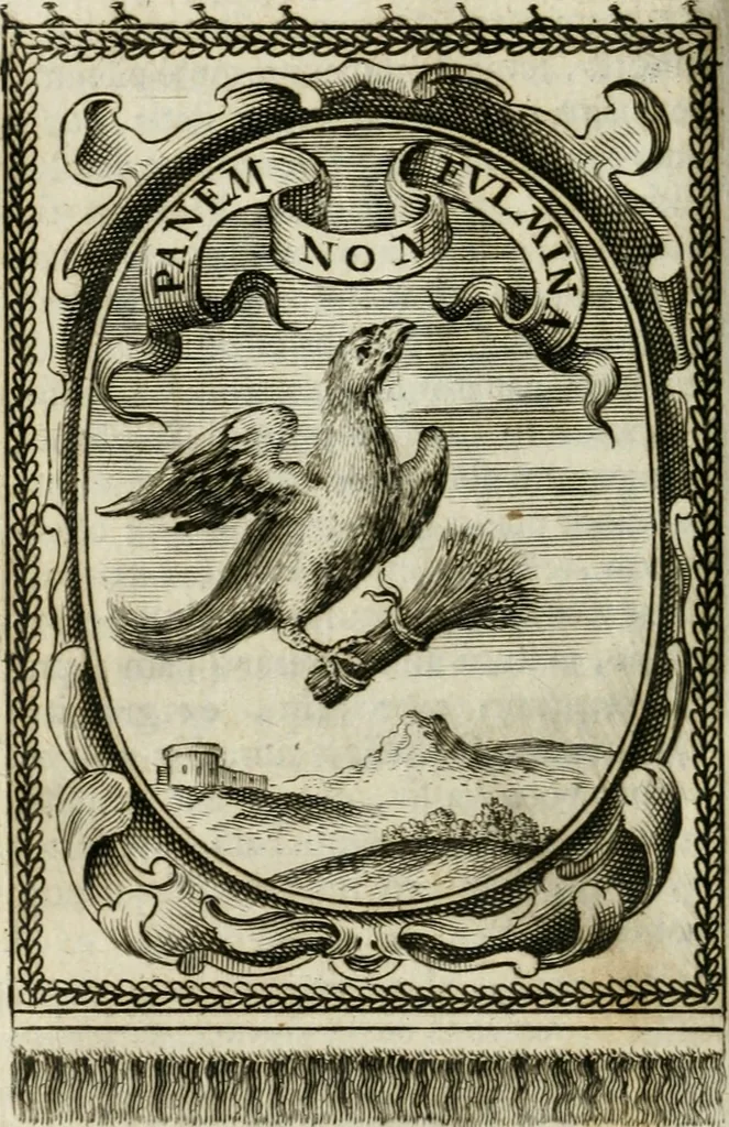 An illustration from Andreae Maximiliani Fredro castellani Leopoliensis, Scriptorum seu togae & belli notationum fragmenta : accesserunt Peristromata regum symbolis expressa, 1660, leaf 331