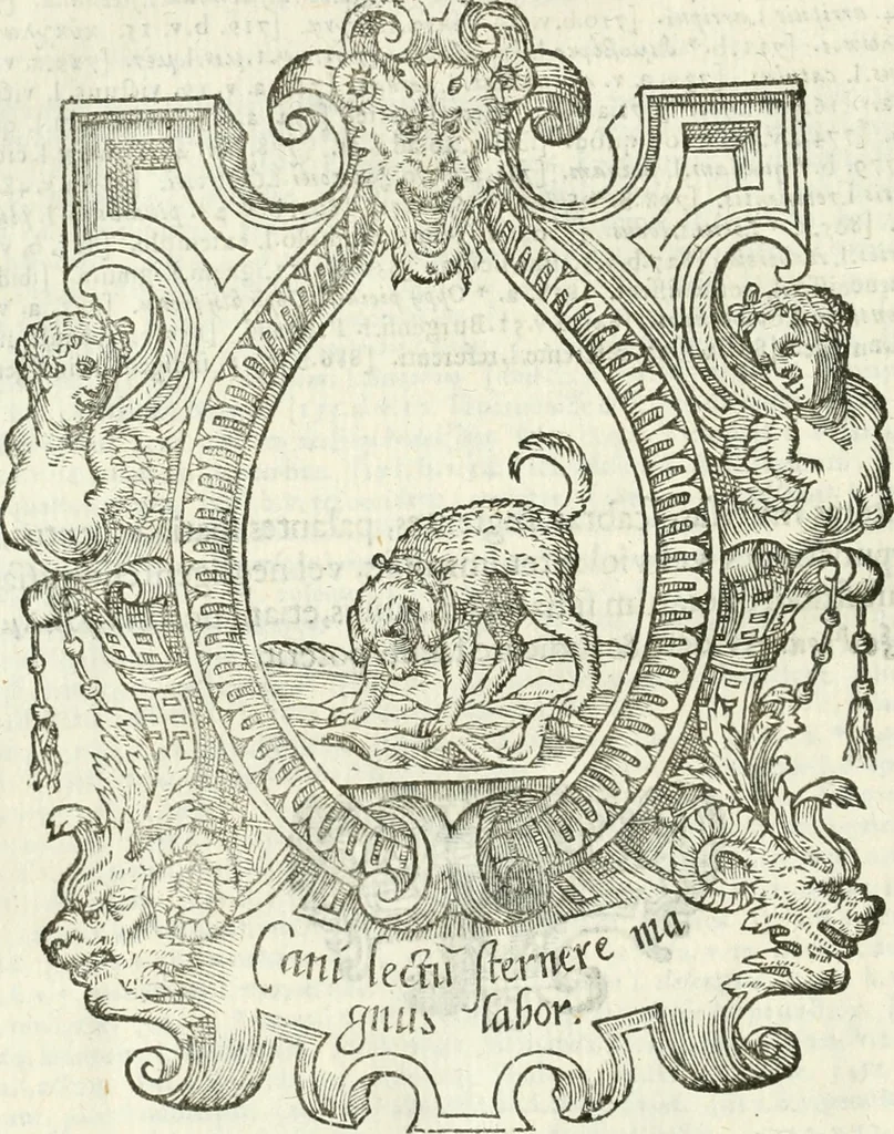An illustration from Andreæ Alciati emblemata cvm commentariis Clavdii Minois...: & notis Lavrentii Pignorii Patavini : nouissima hac editione in continuam vnius commentarij seriem congestis, in certas quasdam quasi classes dispositis, & plusquam dimidia parte auctis, 1621, leaf 1087