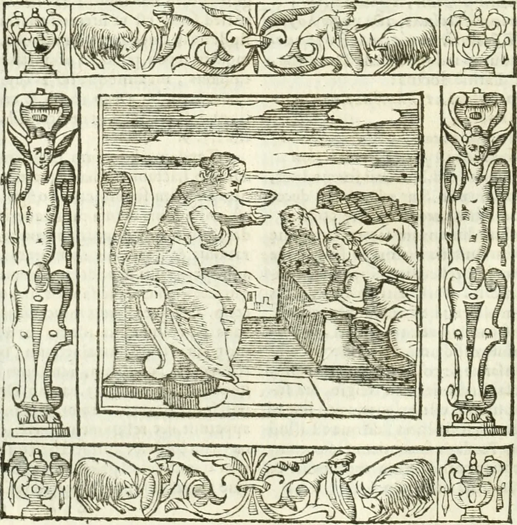 An illustration from Andreæ Alciati emblemata cvm commentariis Clavdii Minois...: & notis Lavrentii Pignorii Patavini : nouissima hac editione in continuam vnius commentarij seriem congestis, in certas quasdam quasi classes dispositis, & plusquam dimidia parte auctis, 1621, leaf 123