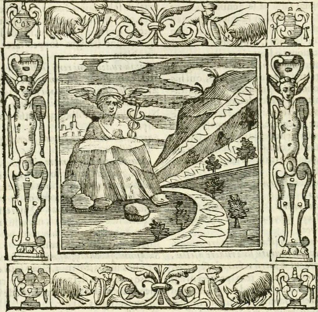 An illustration from Andreæ Alciati emblemata cvm commentariis Clavdii Minois...: & notis Lavrentii Pignorii Patavini : nouissima hac editione in continuam vnius commentarij seriem congestis, in certas quasdam quasi classes dispositis, & plusquam dimidia parte auctis, 1621, leaf 135
