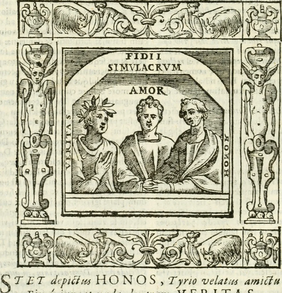 An illustration from Andreæ Alciati emblemata cvm commentariis Clavdii Minois...: & notis Lavrentii Pignorii Patavini : nouissima hac editione in continuam vnius commentarij seriem congestis, in certas quasdam quasi classes dispositis, & plusquam dimidia parte auctis, 1621, leaf 139