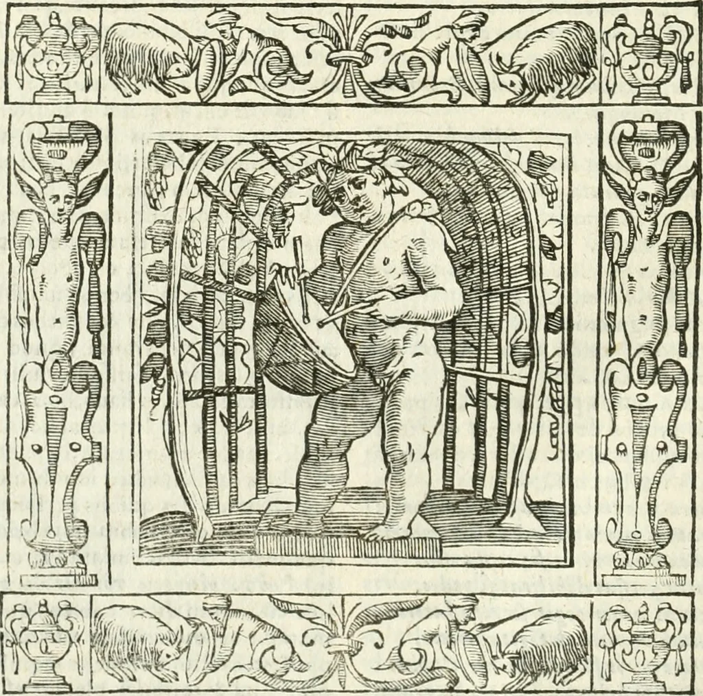 An illustration from Andreæ Alciati emblemata cvm commentariis Clavdii Minois...: & notis Lavrentii Pignorii Patavini : nouissima hac editione in continuam vnius commentarij seriem congestis, in certas quasdam quasi classes dispositis, & plusquam dimidia parte auctis, 1621, leaf 221
