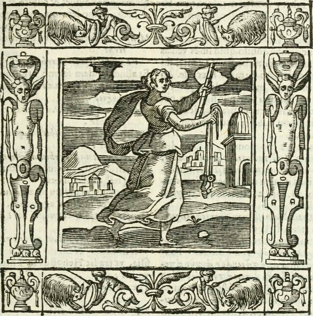 An illustration from Andreæ Alciati emblemata cvm commentariis Clavdii Minois...: & notis Lavrentii Pignorii Patavini : nouissima hac editione in continuam vnius commentarij seriem congestis, in certas quasdam quasi classes dispositis, & plusquam dimidia parte auctis, 1621, leaf 240
