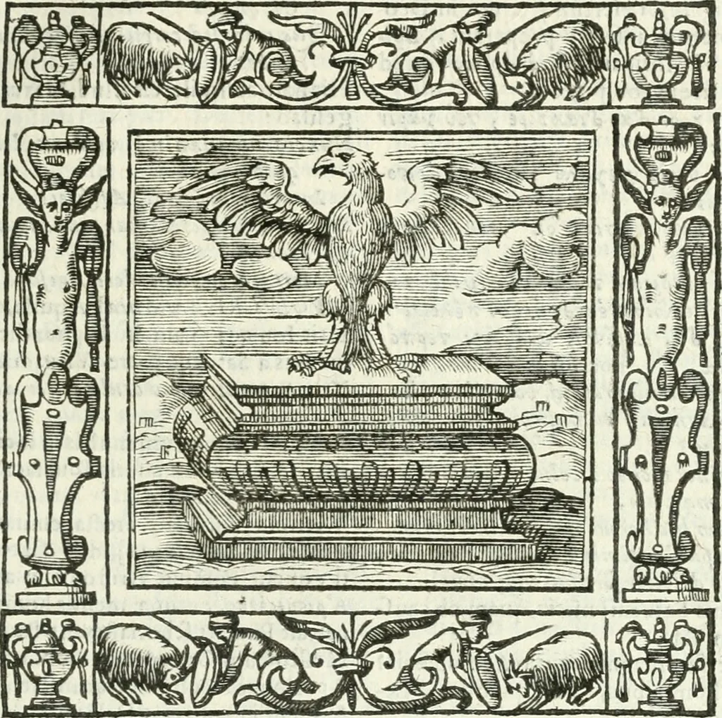 An illustration from Andreæ Alciati emblemata cvm commentariis Clavdii Minois...: & notis Lavrentii Pignorii Patavini : nouissima hac editione in continuam vnius commentarij seriem congestis, in certas quasdam quasi classes dispositis, & plusquam dimidia parte auctis, 1621, leaf 266