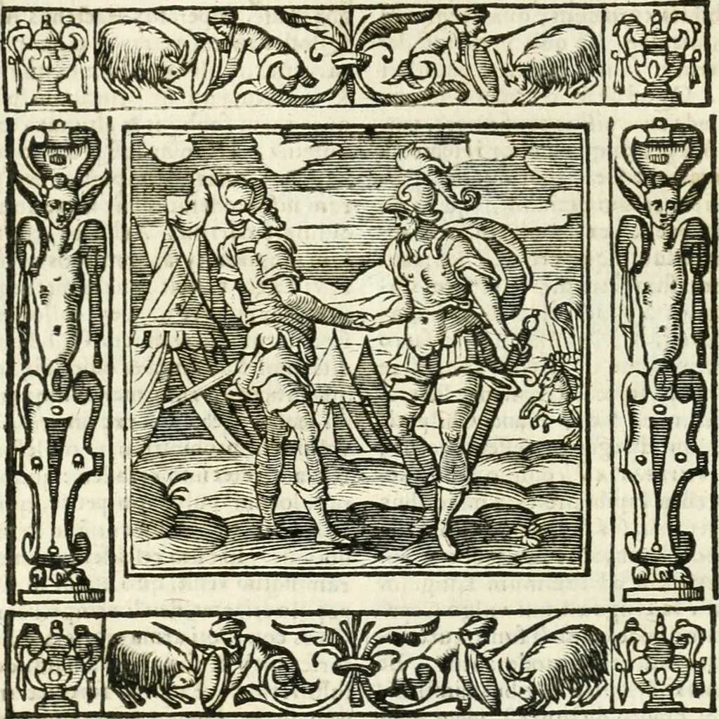 An illustration from Andreæ Alciati emblemata cvm commentariis Clavdii Minois...: & notis Lavrentii Pignorii Patavini : nouissima hac editione in continuam vnius commentarij seriem congestis, in certas quasdam quasi classes dispositis, & plusquam dimidia parte auctis, 1621, leaf 293