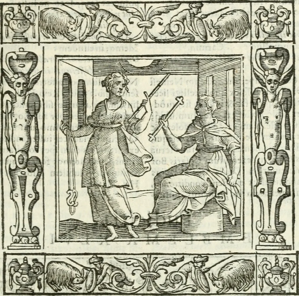 An illustration from Andreæ Alciati emblemata cvm commentariis Clavdii Minois...: & notis Lavrentii Pignorii Patavini : nouissima hac editione in continuam vnius commentarij seriem congestis, in certas quasdam quasi classes dispositis, & plusquam dimidia parte auctis, 1621, leaf 318