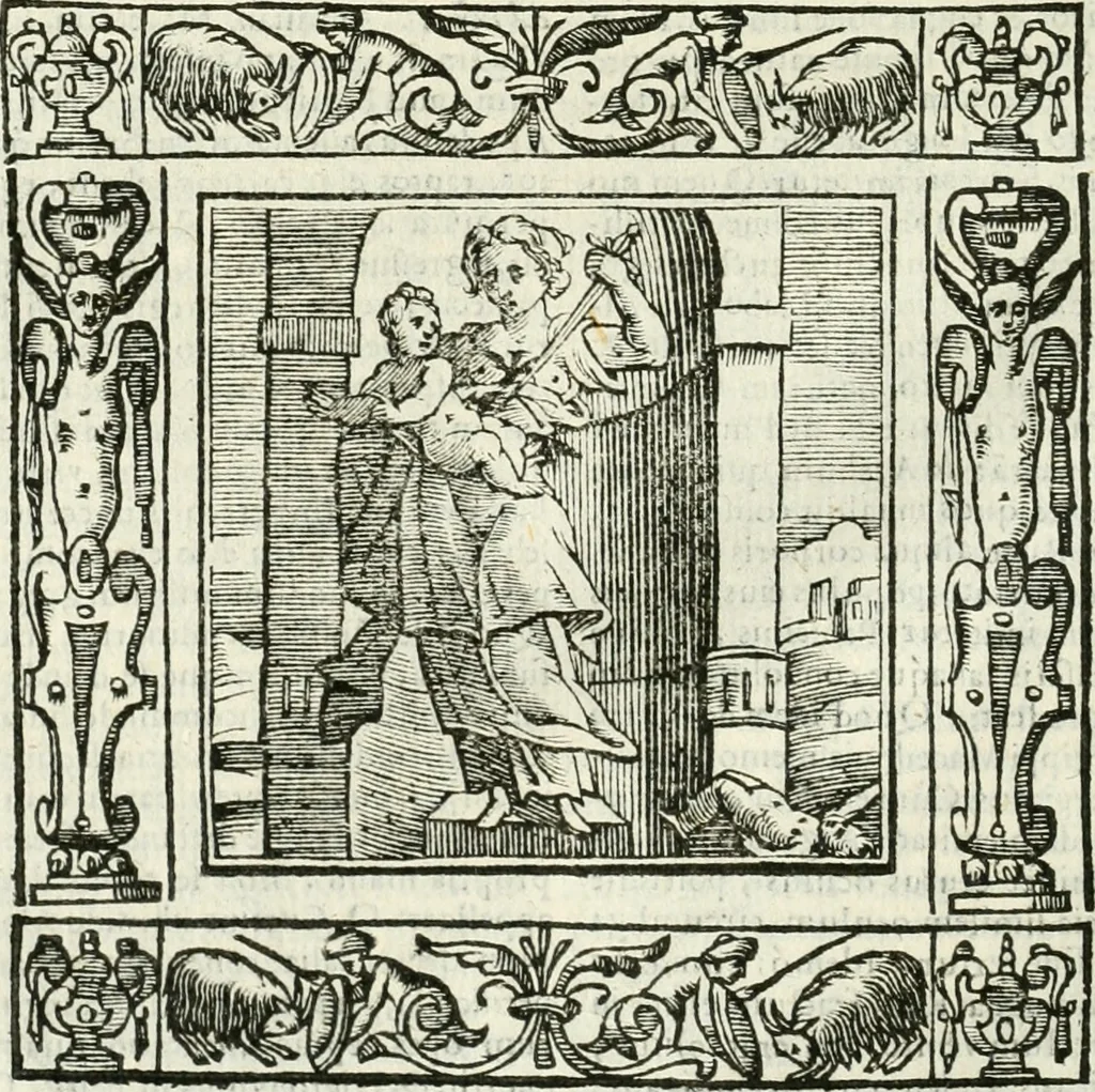 An illustration from Andreæ Alciati emblemata cvm commentariis Clavdii Minois...: & notis Lavrentii Pignorii Patavini : nouissima hac editione in continuam vnius commentarij seriem congestis, in certas quasdam quasi classes dispositis, & plusquam dimidia parte auctis, 1621, leaf 341
