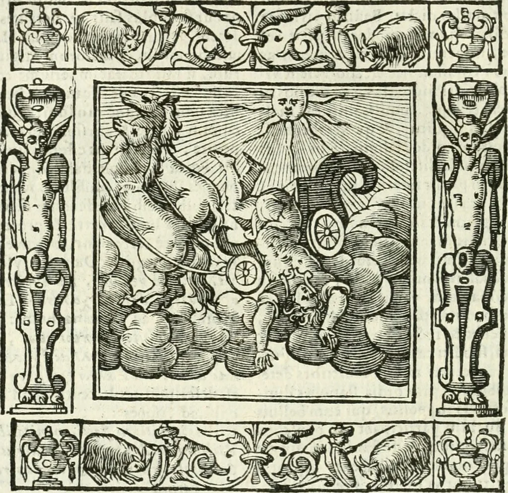 An illustration from Andreæ Alciati emblemata cvm commentariis Clavdii Minois...: & notis Lavrentii Pignorii Patavini : nouissima hac editione in continuam vnius commentarij seriem congestis, in certas quasdam quasi classes dispositis, & plusquam dimidia parte auctis, 1621, leaf 347