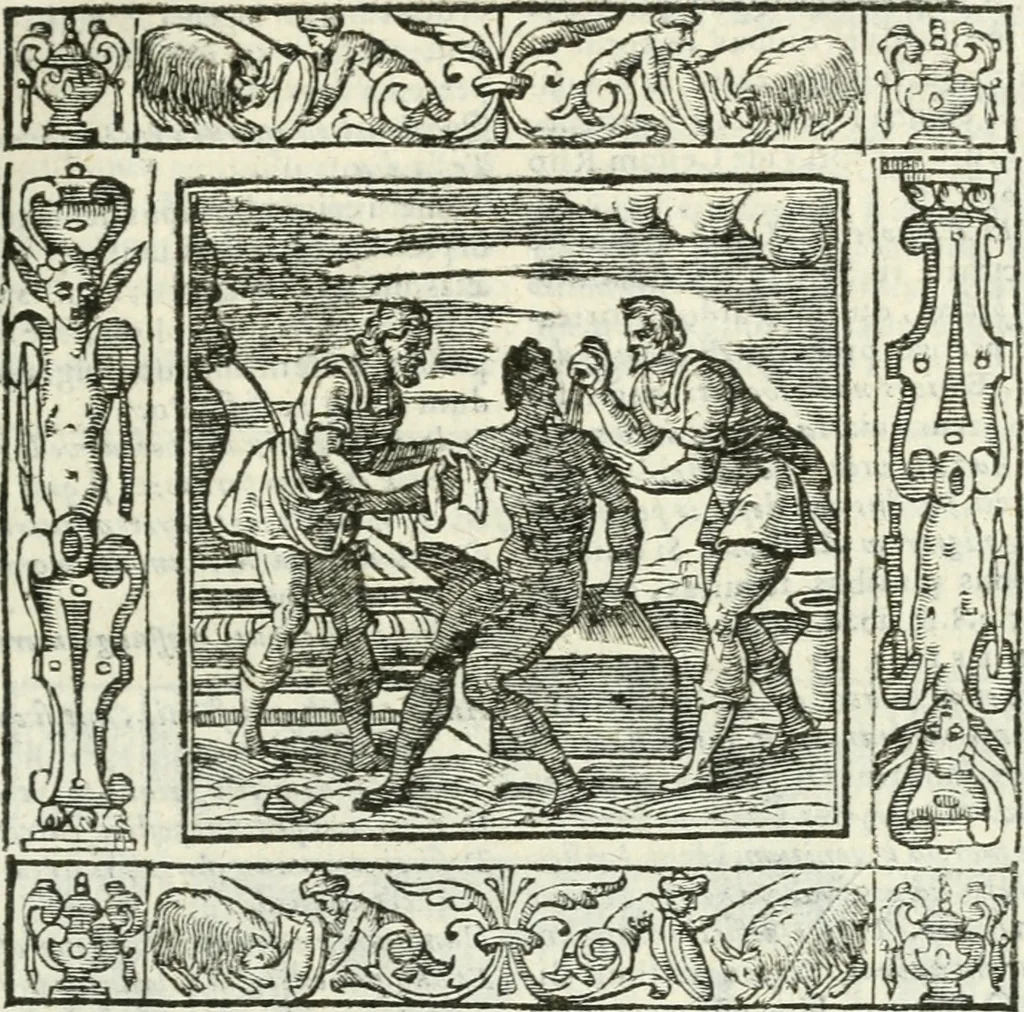 An illustration from Andreæ Alciati emblemata cvm commentariis Clavdii Minois...: & notis Lavrentii Pignorii Patavini : nouissima hac editione in continuam vnius commentarij seriem congestis, in certas quasdam quasi classes dispositis, & plusquam dimidia parte auctis, 1621, leaf 356