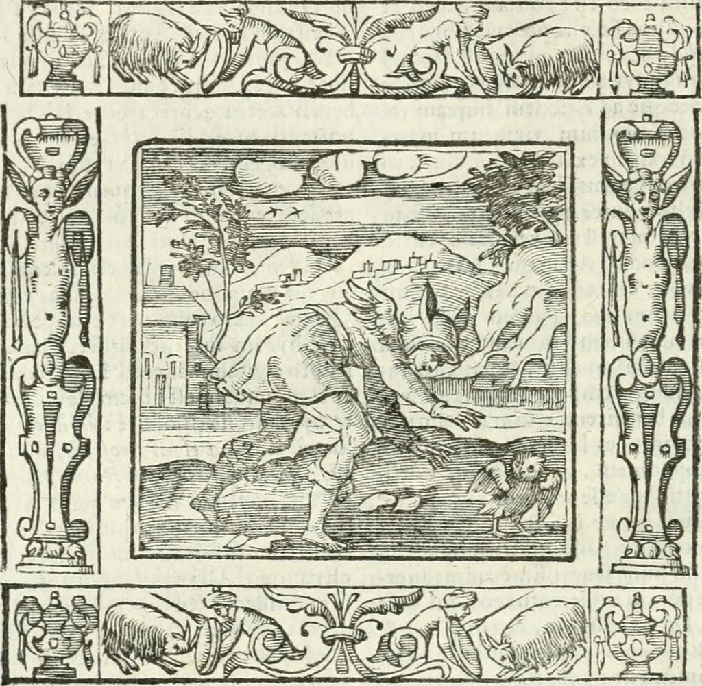 An illustration from Andreæ Alciati emblemata cvm commentariis Clavdii Minois...: & notis Lavrentii Pignorii Patavini : nouissima hac editione in continuam vnius commentarij seriem congestis, in certas quasdam quasi classes dispositis, & plusquam dimidia parte auctis, 1621, leaf 375