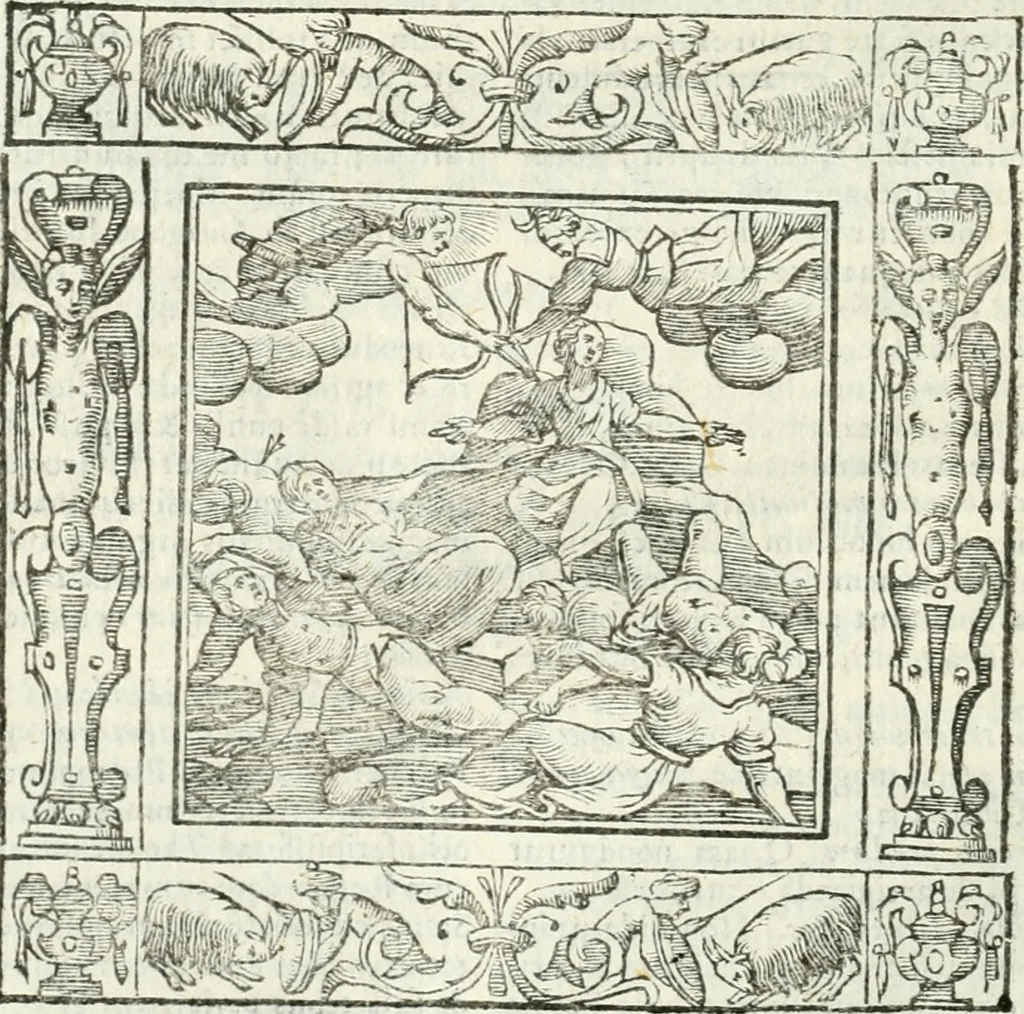 An illustration from Andreæ Alciati emblemata cvm commentariis Clavdii Minois...: & notis Lavrentii Pignorii Patavini : nouissima hac editione in continuam vnius commentarij seriem congestis, in certas quasdam quasi classes dispositis, & plusquam dimidia parte auctis, 1621, leaf 379