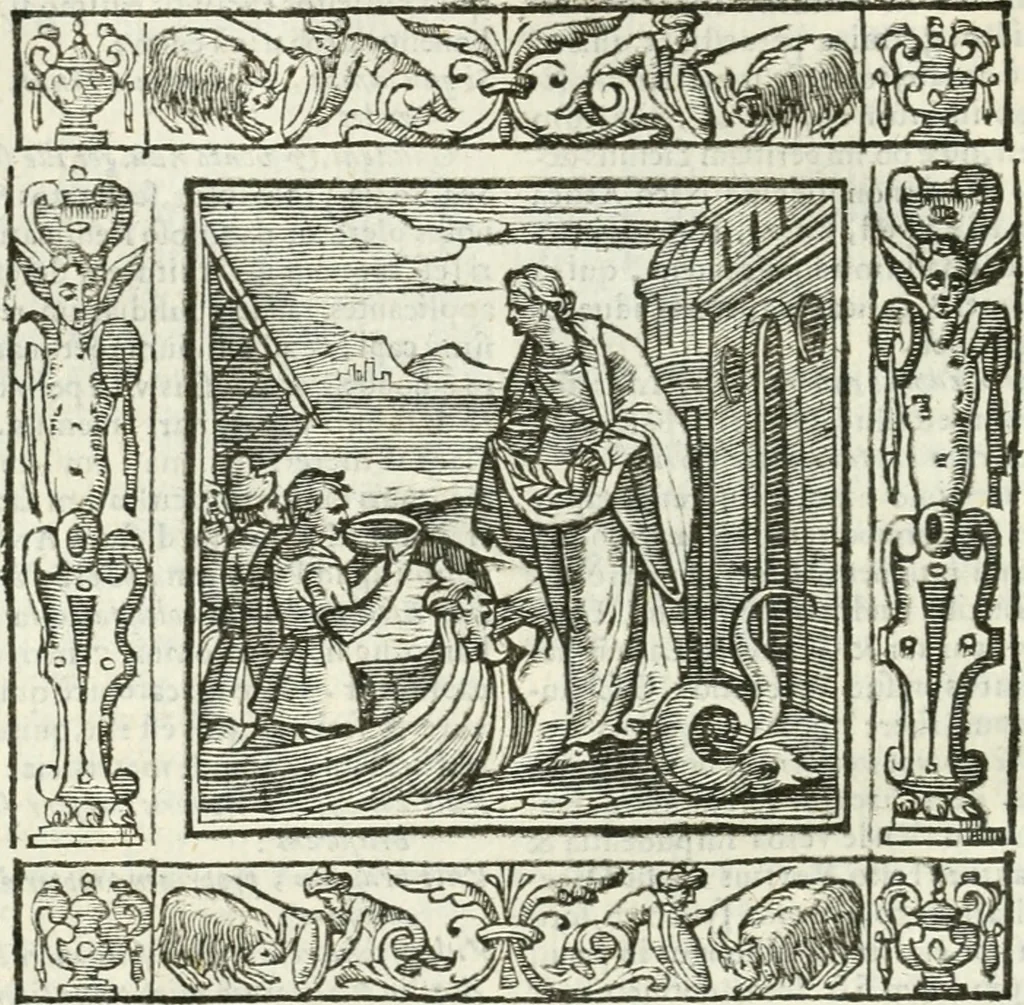 An illustration from Andreæ Alciati emblemata cvm commentariis Clavdii Minois...: & notis Lavrentii Pignorii Patavini : nouissima hac editione in continuam vnius commentarij seriem congestis, in certas quasdam quasi classes dispositis, & plusquam dimidia parte auctis, 1621, leaf 419