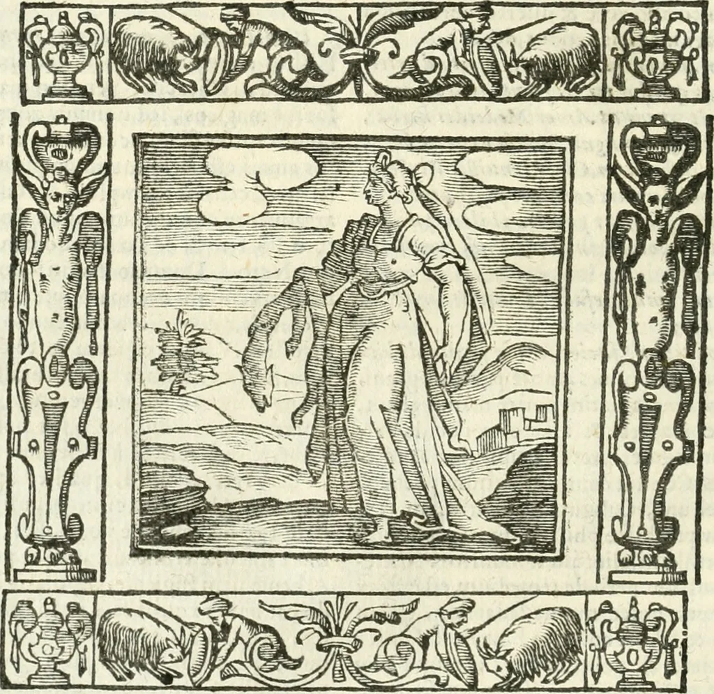 An illustration from Andreæ Alciati emblemata cvm commentariis Clavdii Minois...: & notis Lavrentii Pignorii Patavini : nouissima hac editione in continuam vnius commentarij seriem congestis, in certas quasdam quasi classes dispositis, & plusquam dimidia parte auctis, 1621, leaf 431