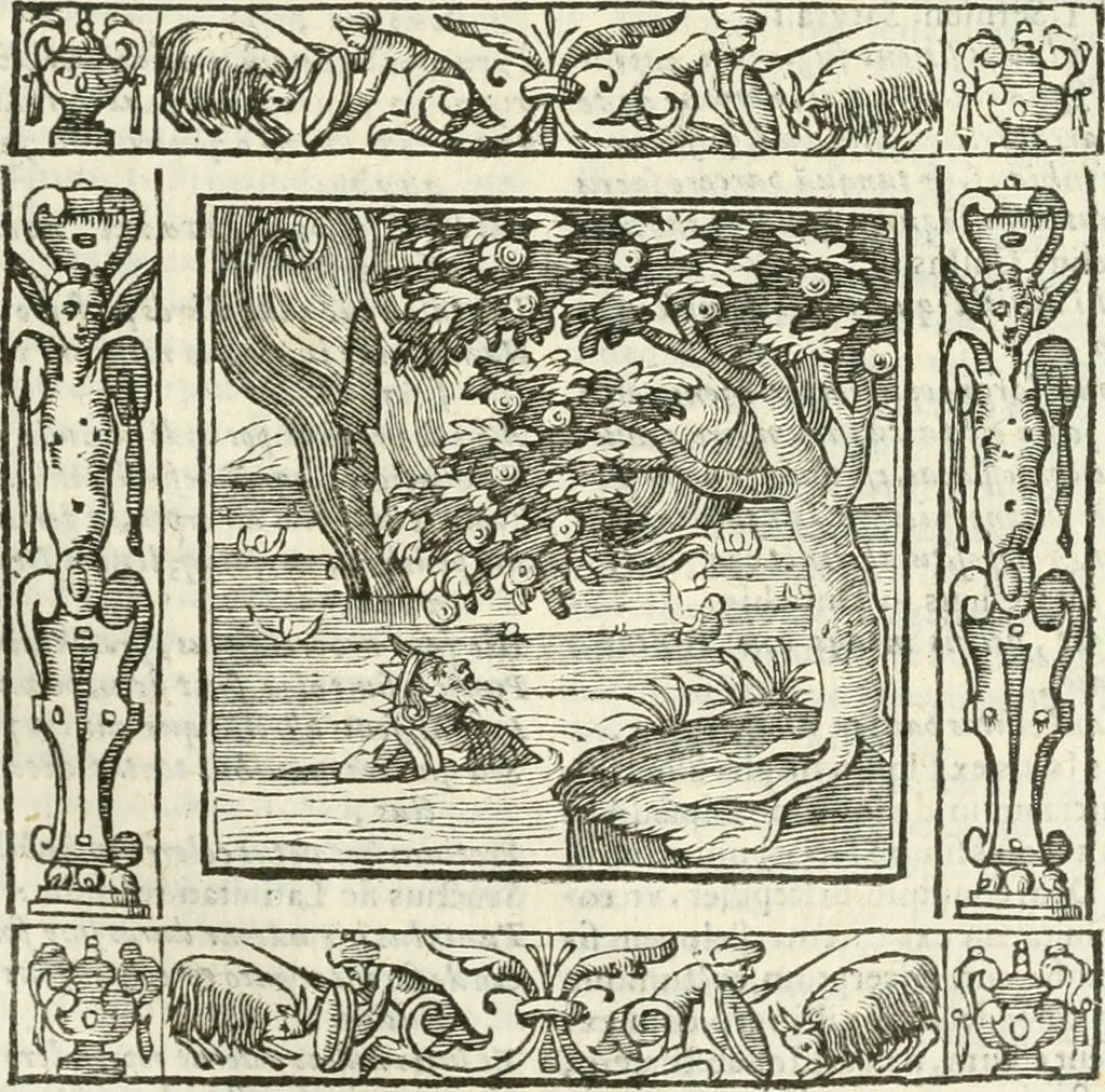 An illustration from Andreæ Alciati emblemata cvm commentariis Clavdii Minois...: & notis Lavrentii Pignorii Patavini : nouissima hac editione in continuam vnius commentarij seriem congestis, in certas quasdam quasi classes dispositis, & plusquam dimidia parte auctis, 1621, leaf 452