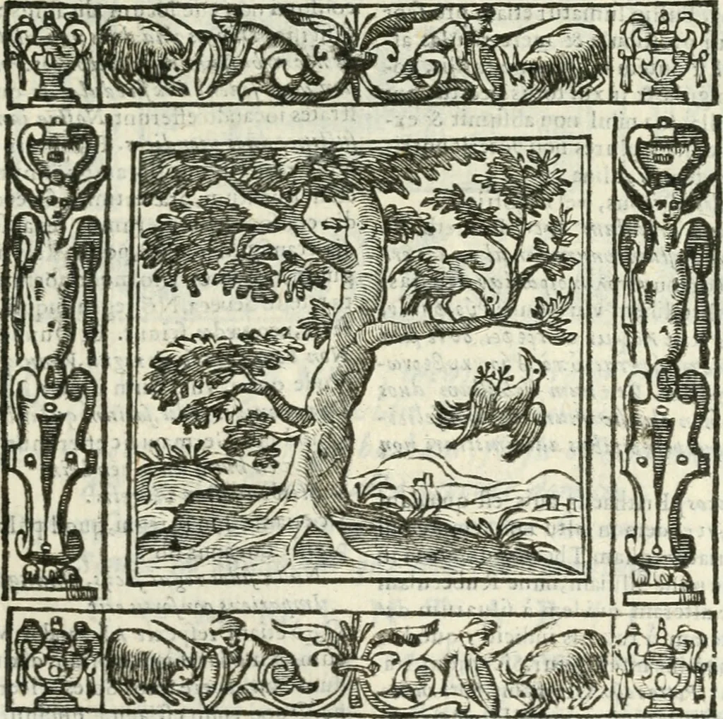 An illustration from Andreæ Alciati emblemata cvm commentariis Clavdii Minois...: & notis Lavrentii Pignorii Patavini : nouissima hac editione in continuam vnius commentarij seriem congestis, in certas quasdam quasi classes dispositis, & plusquam dimidia parte auctis, 1621, leaf 482