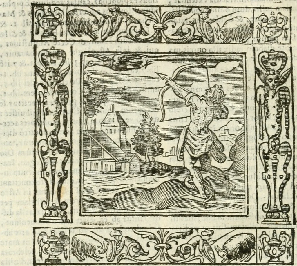 An illustration from Andreæ Alciati emblemata cvm commentariis Clavdii Minois...: & notis Lavrentii Pignorii Patavini : nouissima hac editione in continuam vnius commentarij seriem congestis, in certas quasdam quasi classes dispositis, & plusquam dimidia parte auctis, 1621, leaf 521