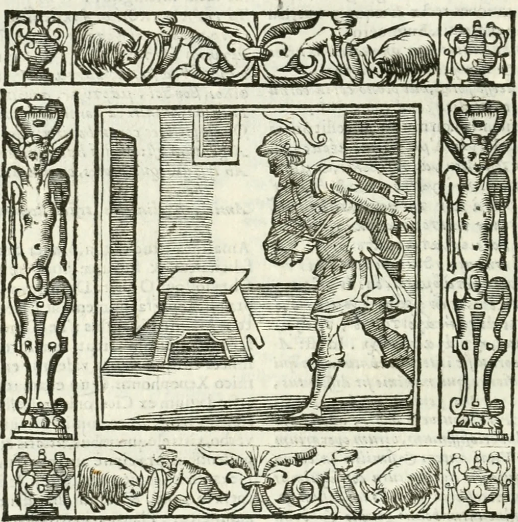 An illustration from Andreæ Alciati emblemata cvm commentariis Clavdii Minois...: & notis Lavrentii Pignorii Patavini : nouissima hac editione in continuam vnius commentarij seriem congestis, in certas quasdam quasi classes dispositis, & plusquam dimidia parte auctis, 1621, leaf 595