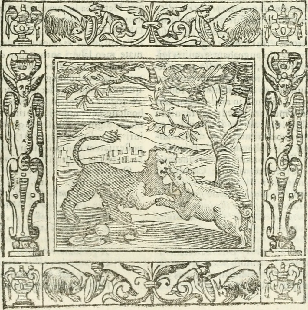 An illustration from Andreæ Alciati emblemata cvm commentariis Clavdii Minois...: & notis Lavrentii Pignorii Patavini : nouissima hac editione in continuam vnius commentarij seriem congestis, in certas quasdam quasi classes dispositis, & plusquam dimidia parte auctis, 1621, leaf 624