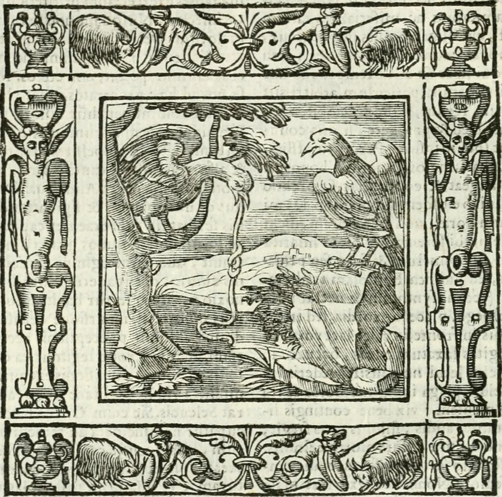 An illustration from Andreæ Alciati emblemata cvm commentariis Clavdii Minois...: & notis Lavrentii Pignorii Patavini : nouissima hac editione in continuam vnius commentarij seriem congestis, in certas quasdam quasi classes dispositis, & plusquam dimidia parte auctis, 1621, leaf 637