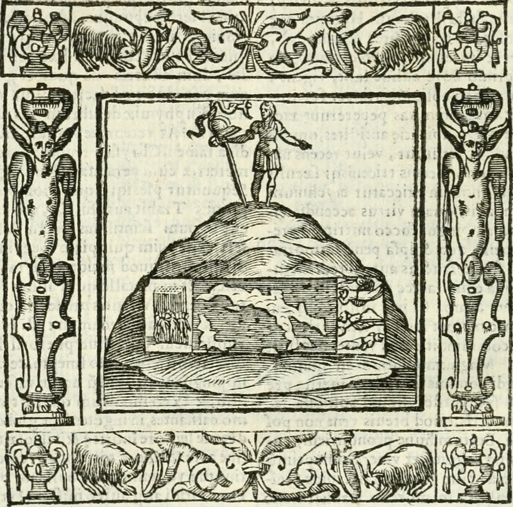 An illustration from Andreæ Alciati emblemata cvm commentariis Clavdii Minois...: & notis Lavrentii Pignorii Patavini : nouissima hac editione in continuam vnius commentarij seriem congestis, in certas quasdam quasi classes dispositis, & plusquam dimidia parte auctis, 1621, leaf 655