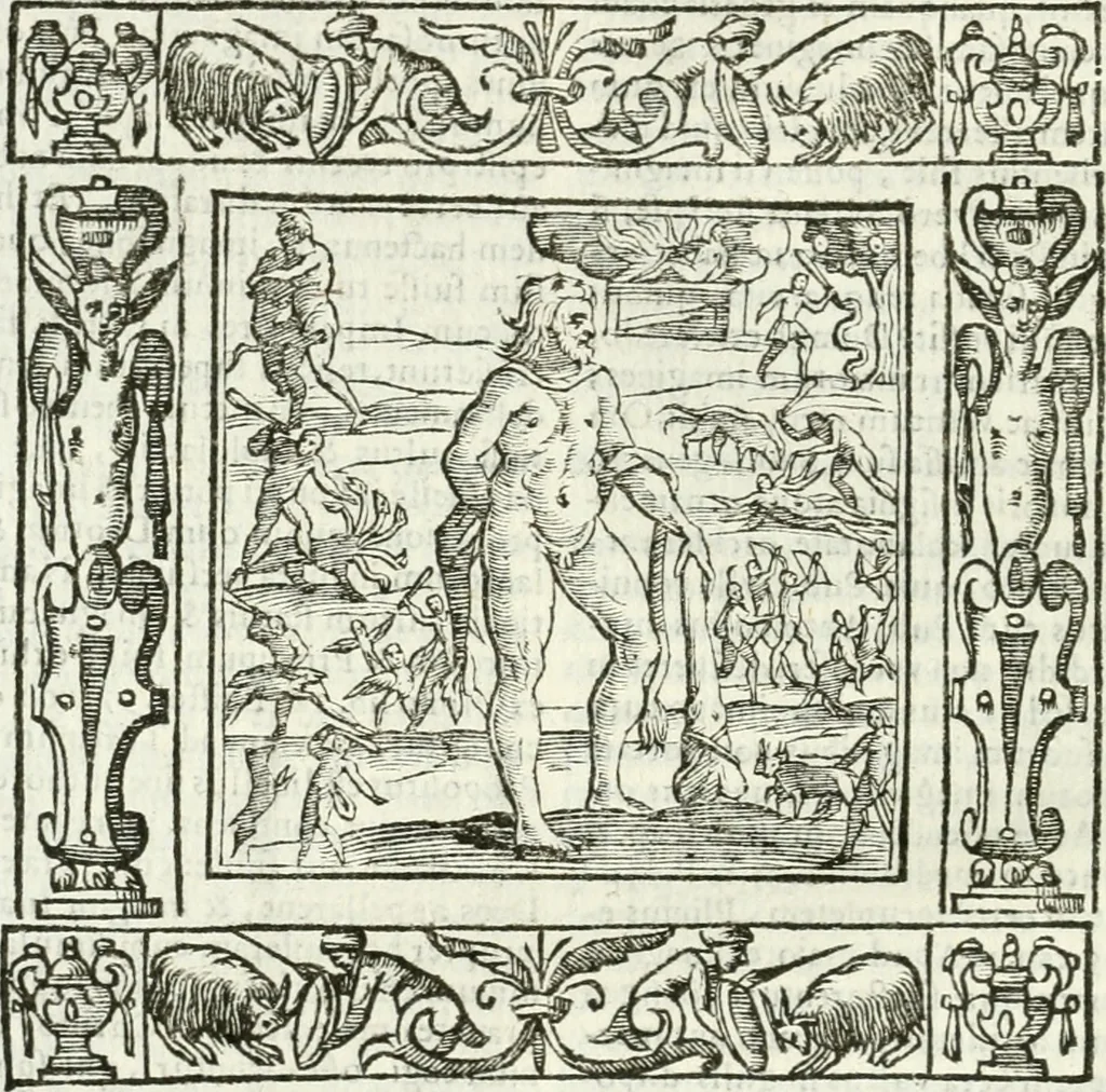 An illustration from Andreæ Alciati emblemata cvm commentariis Clavdii Minois...: & notis Lavrentii Pignorii Patavini : nouissima hac editione in continuam vnius commentarij seriem congestis, in certas quasdam quasi classes dispositis, & plusquam dimidia parte auctis, 1621, leaf 675