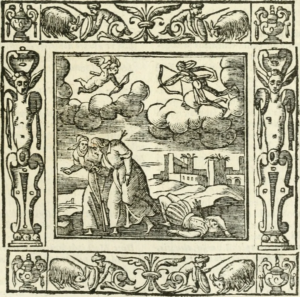 An illustration from Andreæ Alciati emblemata cvm commentariis Clavdii Minois...: & notis Lavrentii Pignorii Patavini : nouissima hac editione in continuam vnius commentarij seriem congestis, in certas quasdam quasi classes dispositis, & plusquam dimidia parte auctis, 1621, leaf 740