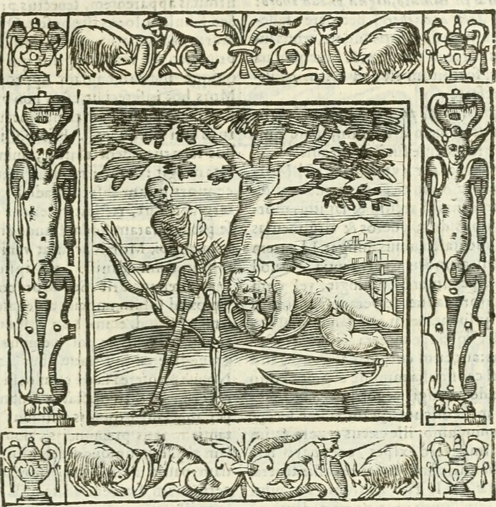 An illustration from Andreæ Alciati emblemata cvm commentariis Clavdii Minois...: & notis Lavrentii Pignorii Patavini : nouissima hac editione in continuam vnius commentarij seriem congestis, in certas quasdam quasi classes dispositis, & plusquam dimidia parte auctis, 1621, leaf 744