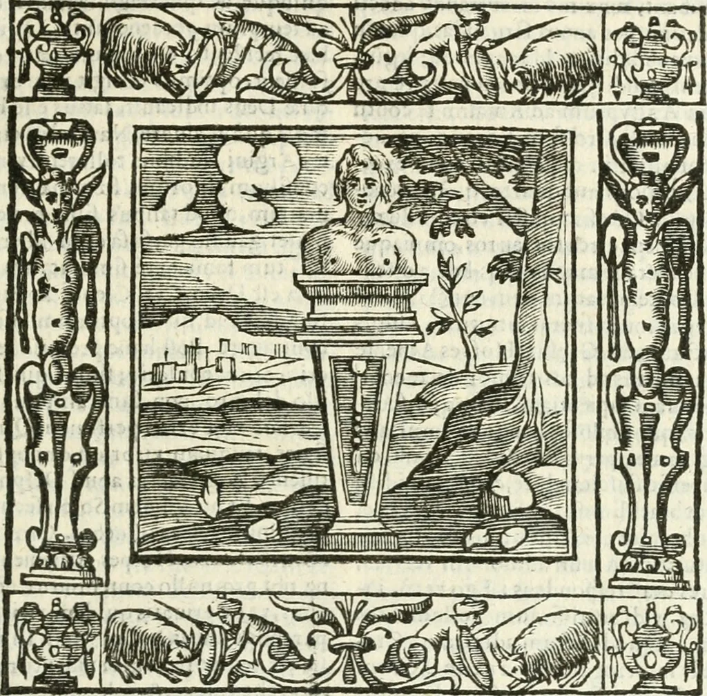 An illustration from Andreæ Alciati emblemata cvm commentariis Clavdii Minois...: & notis Lavrentii Pignorii Patavini : nouissima hac editione in continuam vnius commentarij seriem congestis, in certas quasdam quasi classes dispositis, & plusquam dimidia parte auctis, 1621, leaf 750