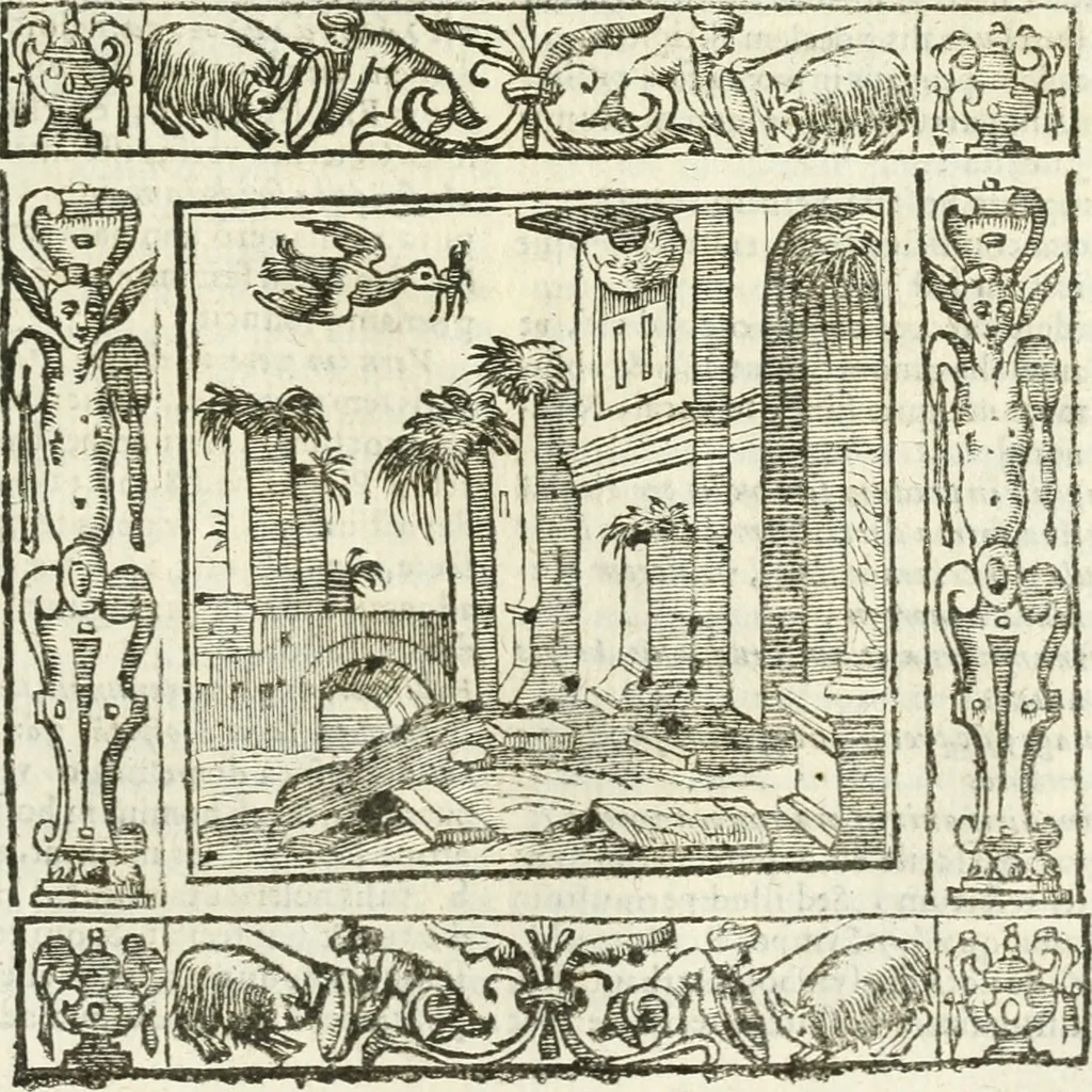 An illustration from Andreæ Alciati emblemata cvm commentariis Clavdii Minois...: & notis Lavrentii Pignorii Patavini : nouissima hac editione in continuam vnius commentarij seriem congestis, in certas quasdam quasi classes dispositis, & plusquam dimidia parte auctis, 1621, leaf 830