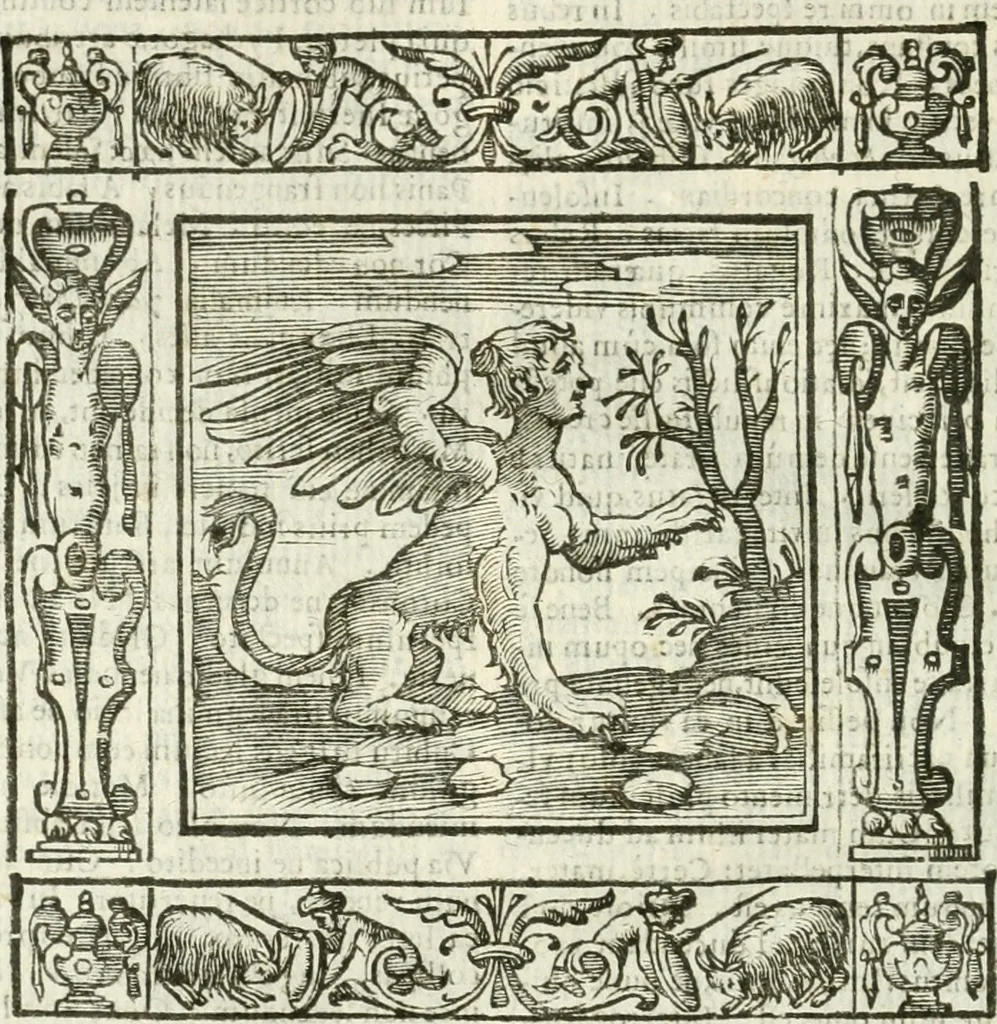 An illustration from Andreæ Alciati emblemata cvm commentariis Clavdii Minois...: & notis Lavrentii Pignorii Patavini : nouissima hac editione in continuam vnius commentarij seriem congestis, in certas quasdam quasi classes dispositis, & plusquam dimidia parte auctis, 1621, leaf 879