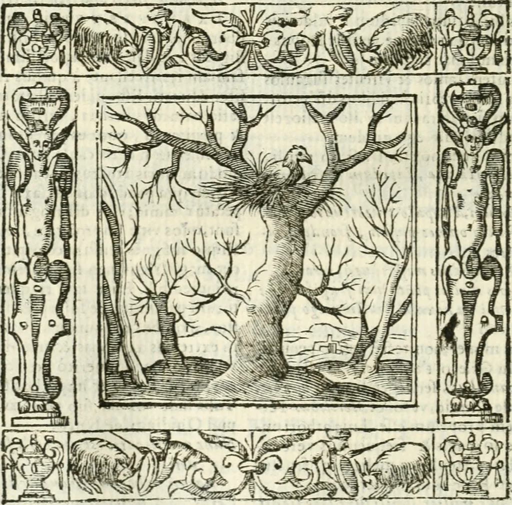 An illustration from Andreæ Alciati emblemata cvm commentariis Clavdii Minois...: & notis Lavrentii Pignorii Patavini : nouissima hac editione in continuam vnius commentarij seriem congestis, in certas quasdam quasi classes dispositis, & plusquam dimidia parte auctis, 1621, leaf 907