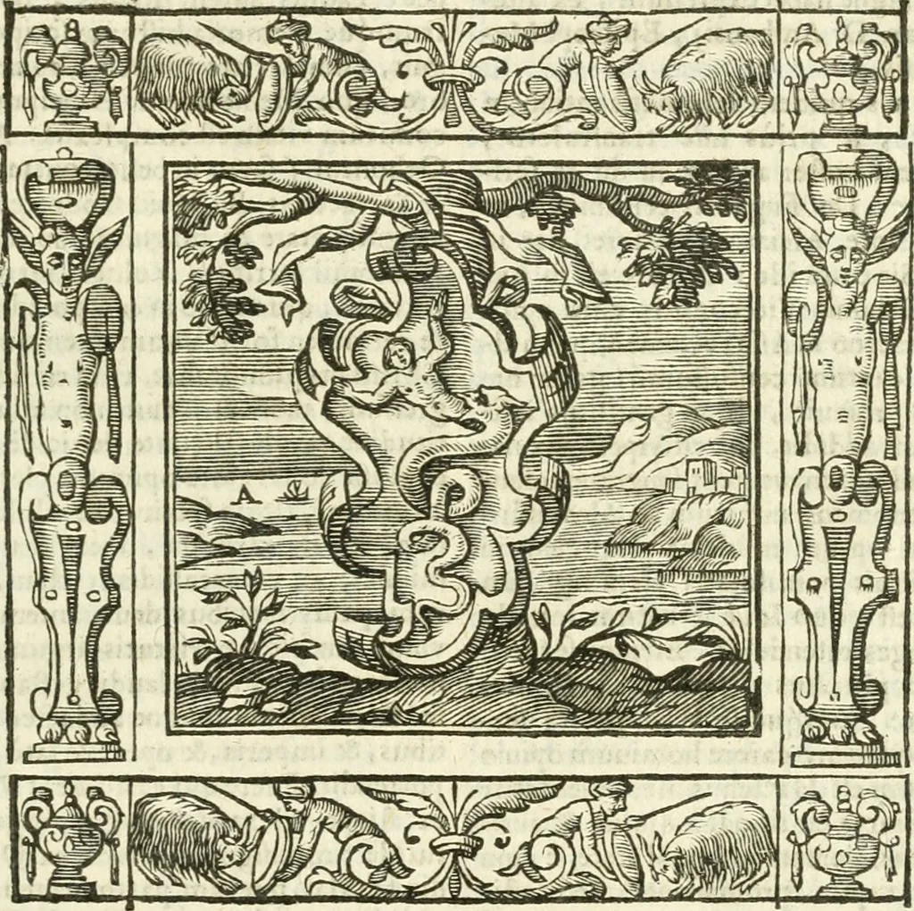 An illustration from Andreæ Alciati emblemata cvm commentariis Clavdii Minois...: & notis Lavrentii Pignorii Patavini : nouissima hac editione in continuam vnius commentarij seriem congestis, in certas quasdam quasi classes dispositis, & plusquam dimidia parte auctis, 1621, leaf 92