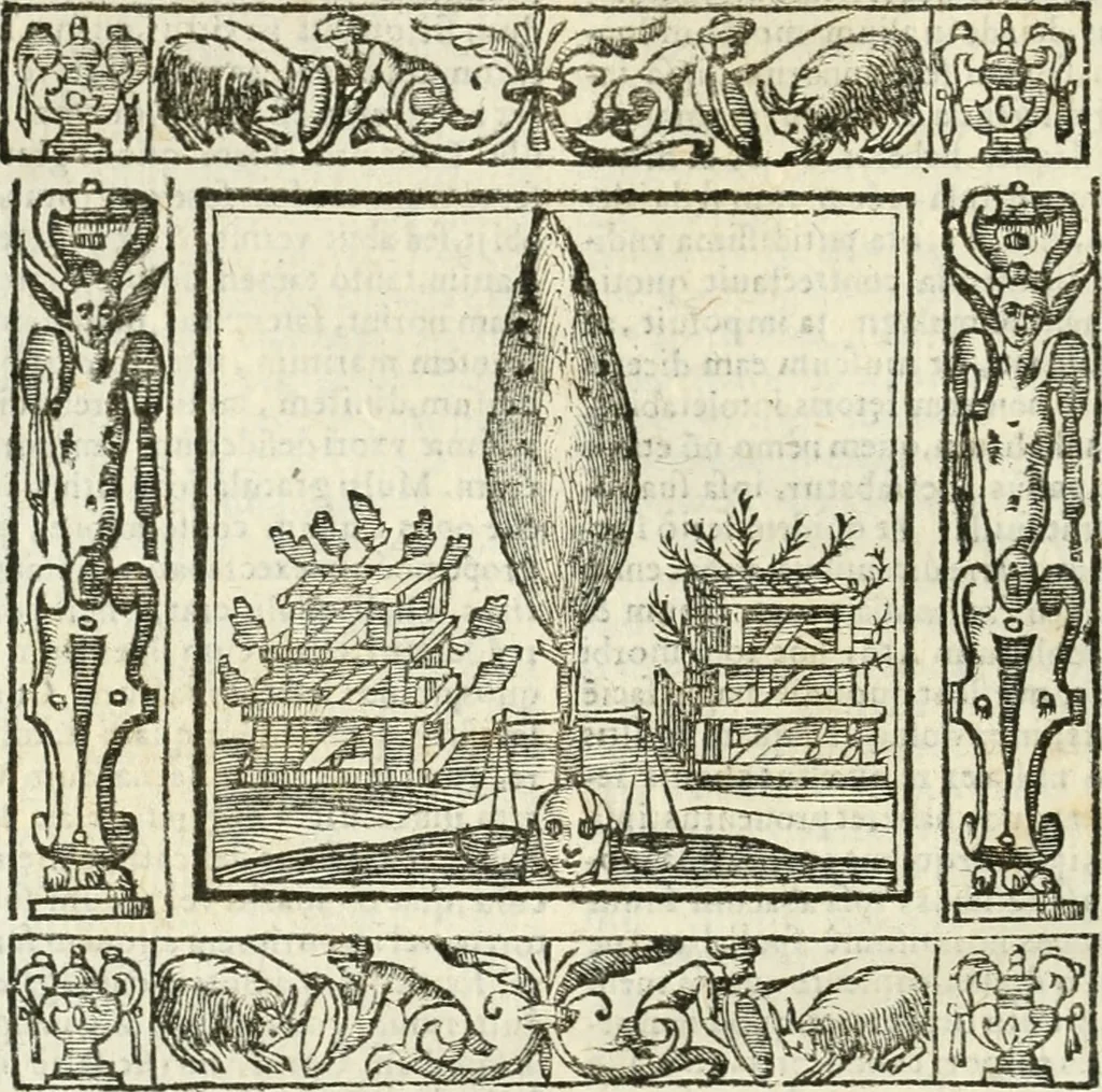 An illustration from Andreæ Alciati emblemata cvm commentariis Clavdii Minois...: & notis Lavrentii Pignorii Patavini : nouissima hac editione in continuam vnius commentarij seriem congestis, in certas quasdam quasi classes dispositis, & plusquam dimidia parte auctis, 1621, leaf 931