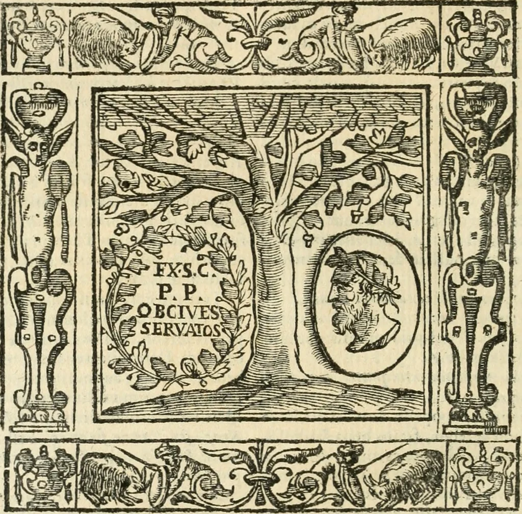 An illustration from Andreæ Alciati emblemata cvm commentariis Clavdii Minois...: & notis Lavrentii Pignorii Patavini : nouissima hac editione in continuam vnius commentarij seriem congestis, in certas quasdam quasi classes dispositis, & plusquam dimidia parte auctis, 1621, leaf 935