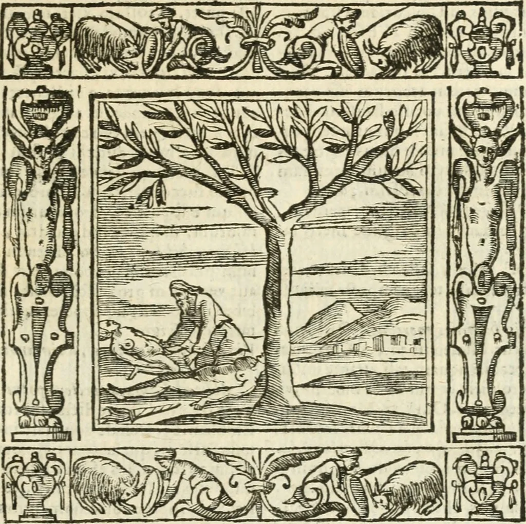 An illustration from Andreæ Alciati emblemata cvm commentariis Clavdii Minois...: & notis Lavrentii Pignorii Patavini : nouissima hac editione in continuam vnius commentarij seriem congestis, in certas quasdam quasi classes dispositis, & plusquam dimidia parte auctis, 1621, leaf 938