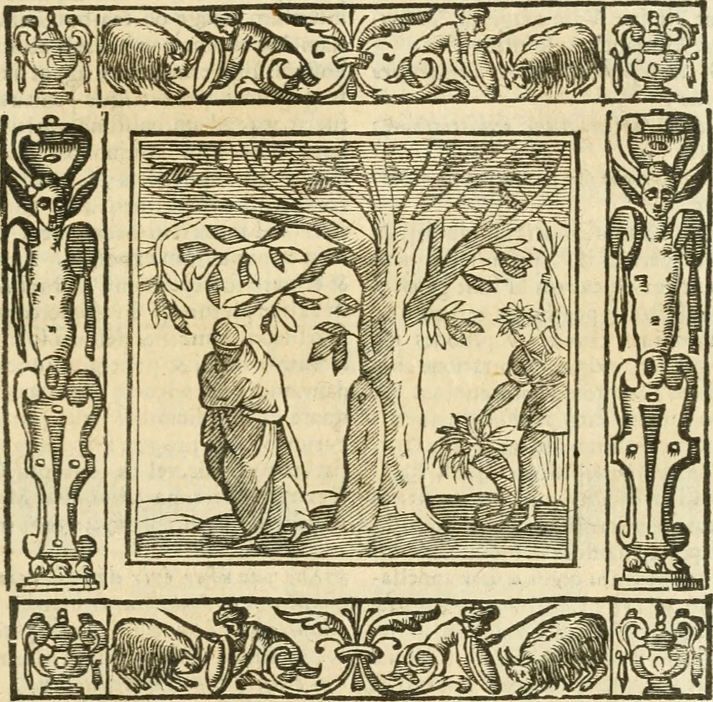 An illustration from Andreæ Alciati emblemata cvm commentariis Clavdii Minois...: & notis Lavrentii Pignorii Patavini : nouissima hac editione in continuam vnius commentarij seriem congestis, in certas quasdam quasi classes dispositis, & plusquam dimidia parte auctis, 1621, leaf 962