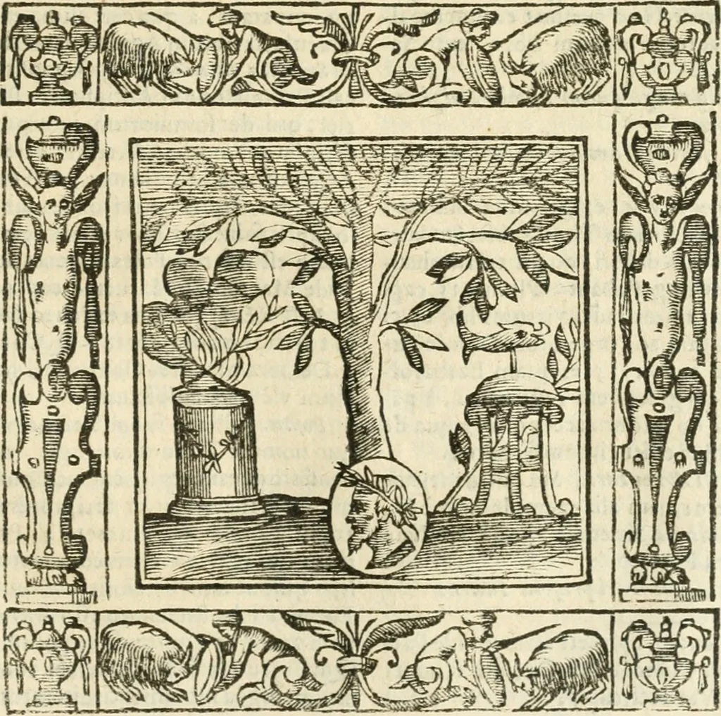 An illustration from Andreæ Alciati emblemata cvm commentariis Clavdii Minois...: & notis Lavrentii Pignorii Patavini : nouissima hac editione in continuam vnius commentarij seriem congestis, in certas quasdam quasi classes dispositis, & plusquam dimidia parte auctis, 1621, leaf 964